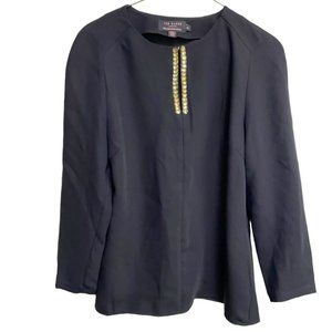 Ted Baker clasp v neck blouse with crystal beading US size 6, Ted Baker size 2
